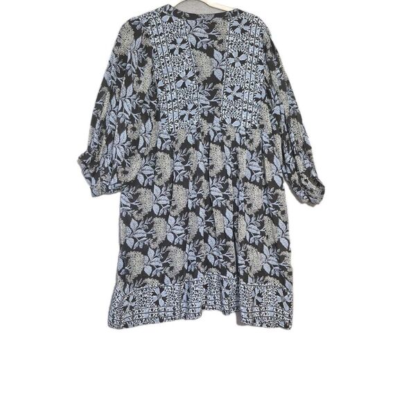 Elan Women's Printed Blue Puff Sleeve Babydoll Dress M - Picture 4 of 6
